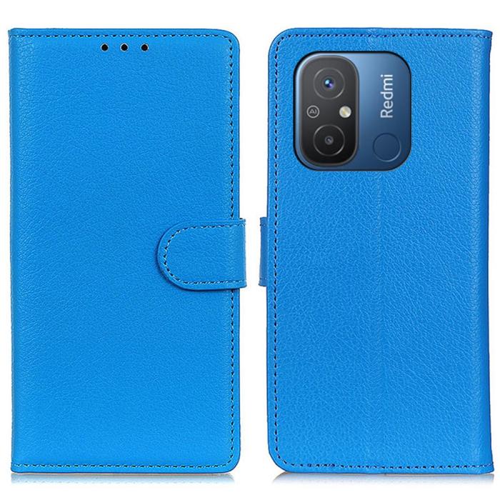Bild 1, Xiaomi Redmi 12C 4G Fodral Läder Litchi Textur Blå