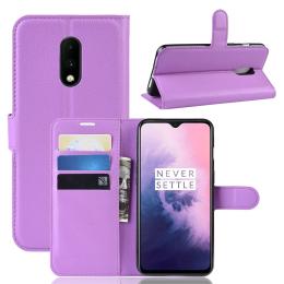 OnePlus 7 - Litchi Plånboksfodral - Lila