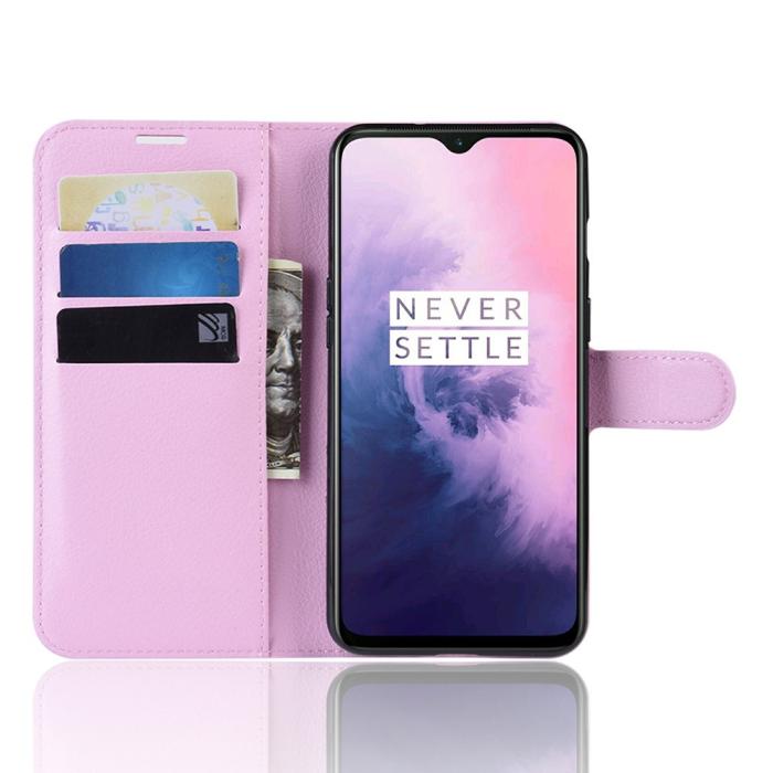 Bild 4, OnePlus 7 - Litchi Plånboksfodral - Ljus Rosa