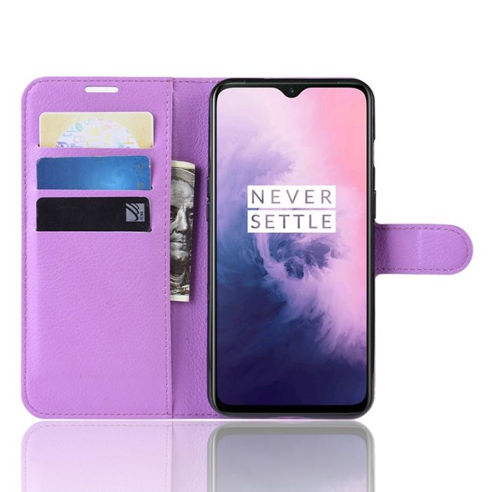 Bild 4, OnePlus 7 - Litchi Plånboksfodral - Lila