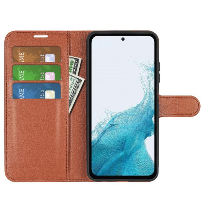 Bild 2, Samsung Galaxy A54 5G Fodral Litchi Läder Brun