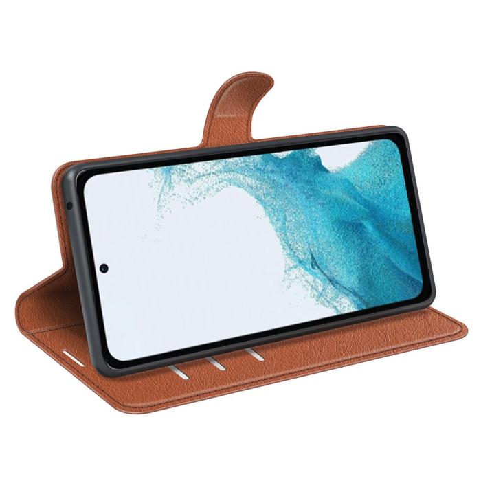 Bild 3, Samsung Galaxy A54 5G Fodral Litchi Läder Brun