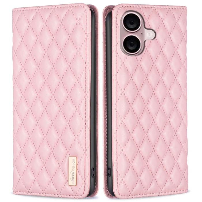 Bild 1, iPhone 16 Plus Fodral Diamond Flip Läder Rosa