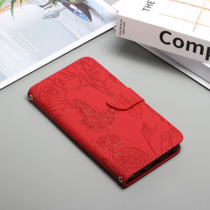 Bild 2, Motorola Moto G22 Fodral Fjäril/Pion präglad Röd