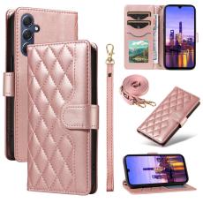 Samsung Galaxy A16 / A26 5G Fodral Rhombus L&auml;der Ros&eacute;guld