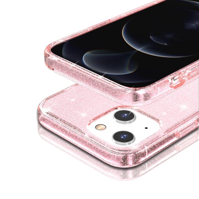 Bild 5, iPhone 15 Skal Hybrid Glitter Rosa
