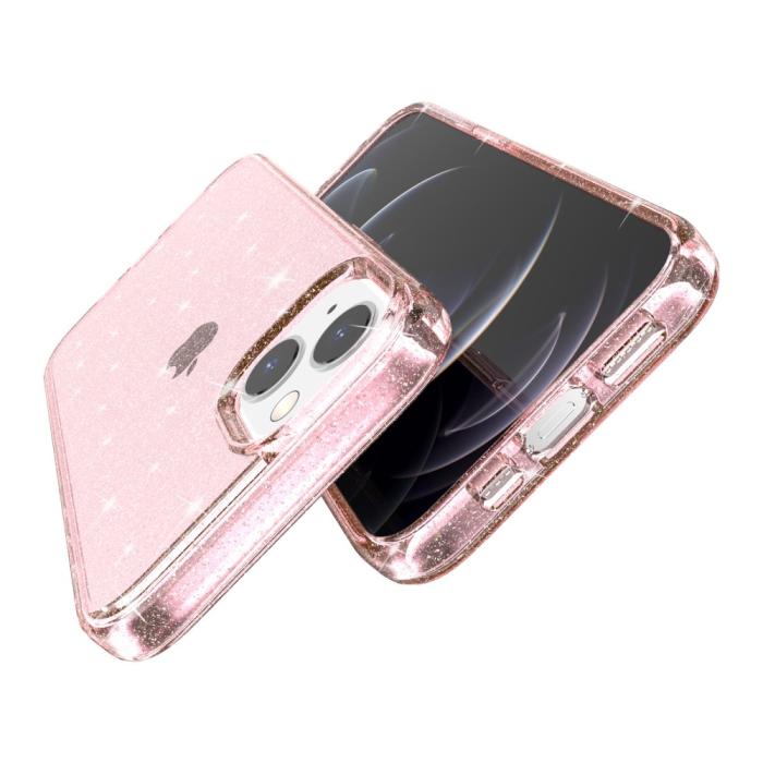 Bild 6, iPhone 15 Skal Hybrid Glitter Rosa