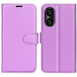 Sony Xperia 5 V Fodral Litchi Textur Lila