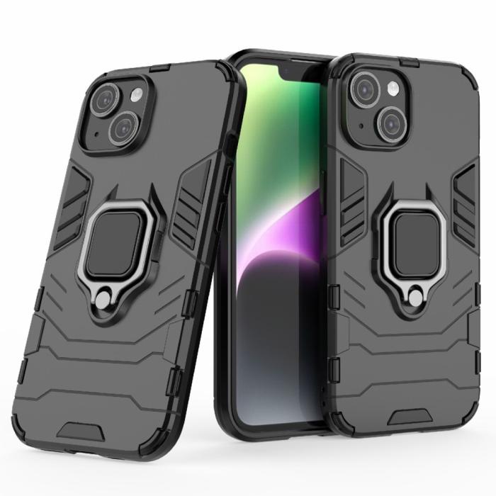 Bild 2, iPhone 15 Skal Hybrid Armor Ring Svart