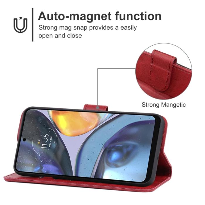 Bild 4, Motorola Moto G22 Fodral Läder Röd