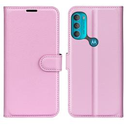 Motorola Moto G71 Fodral Litchi Textur Ljus Rosa