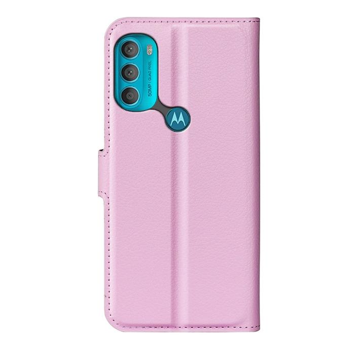 Bild 3, Motorola Moto G71 Fodral Litchi Textur Ljus Rosa
