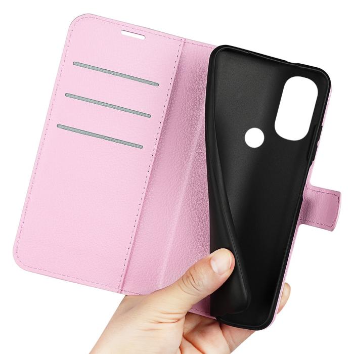Bild 4, Motorola Moto G71 Fodral Litchi Textur Ljus Rosa