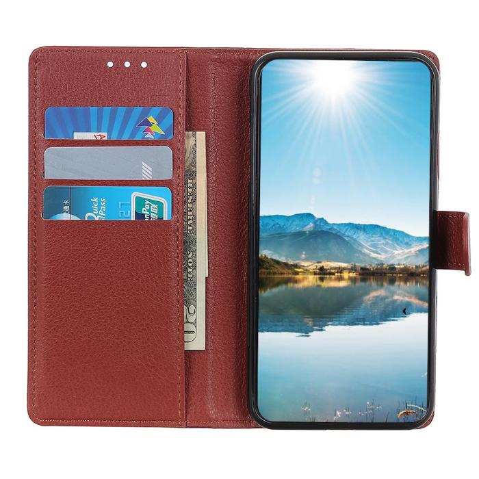 Bild 5, Motorola Moto G31 / G41 Fodral Litchi Läder Brun