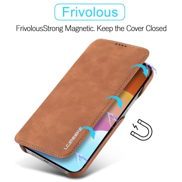 Bild 5, LC.IMEEKE iPhone 15 Plus Fodral Slim Flip Ljus Brun