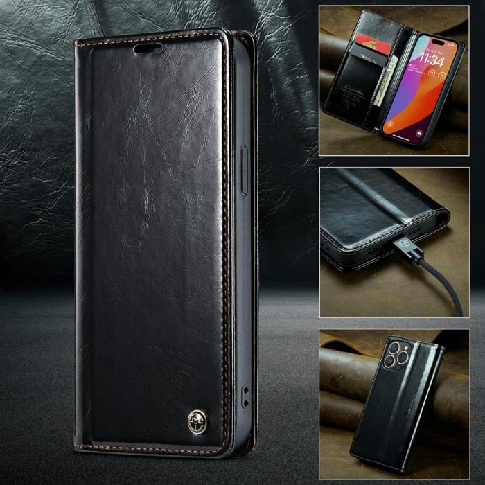 Bild 6, CASEME iPhone 16 Pro Fodral Oil Wax Flip Svart