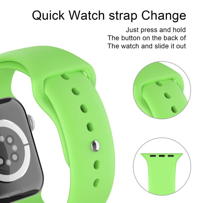 Bild 4, Apple Watch 38/40/41 mm Silikon Armband (M/L) Grön