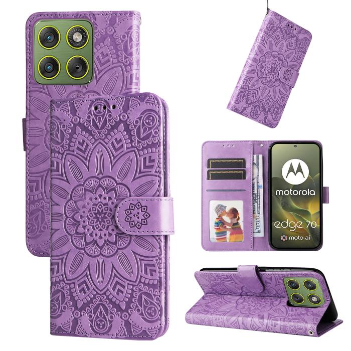 Bild 3, Motorola Edge 70 Fodral Mandala Läder Lila