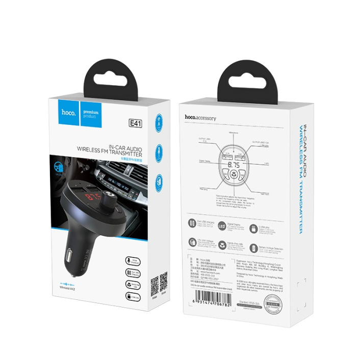 Bild 4, HOCO Bluetooth FM Sändare 2x USB - Svart