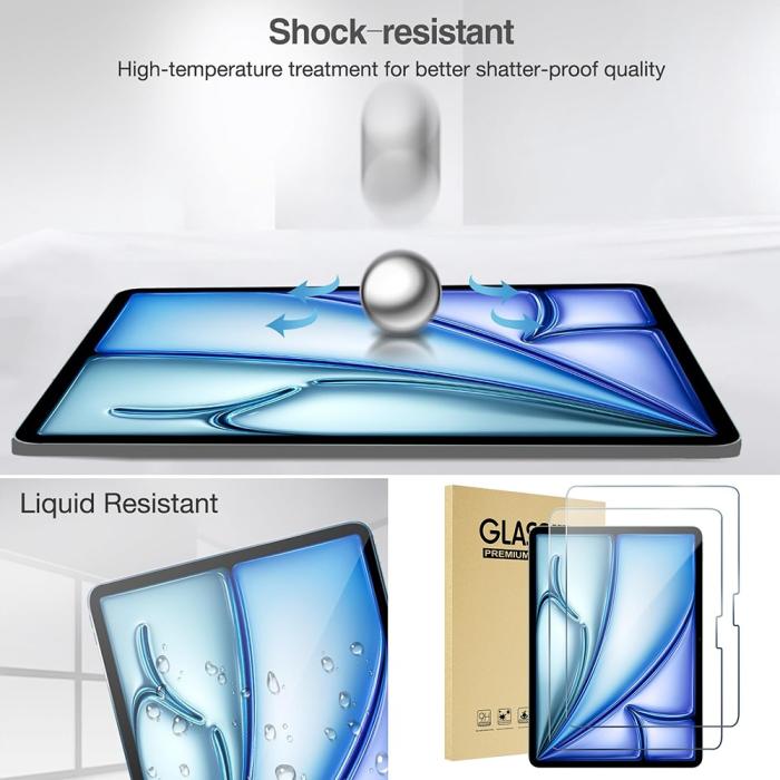 Bild 4, iPad Air 13 2026-2024 2-PACK Skärmskydd Härdat Glas