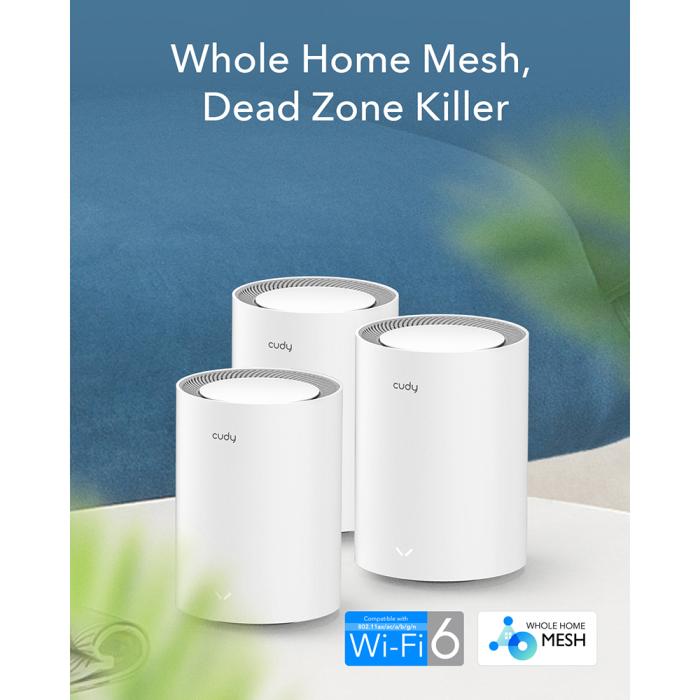 Bild 4, Cudy Mesh Solution M1800 3-pack AX1800 Gigabit Wi-Fi 6 Vit