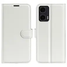 Motorola Moto G35 5G Fodral Litchi L&auml;der Vit