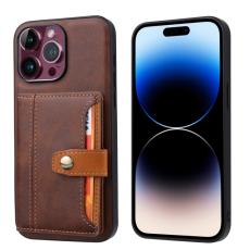 iPhone 15 Pro Skal Läder Med Plånboksfunktion Brun