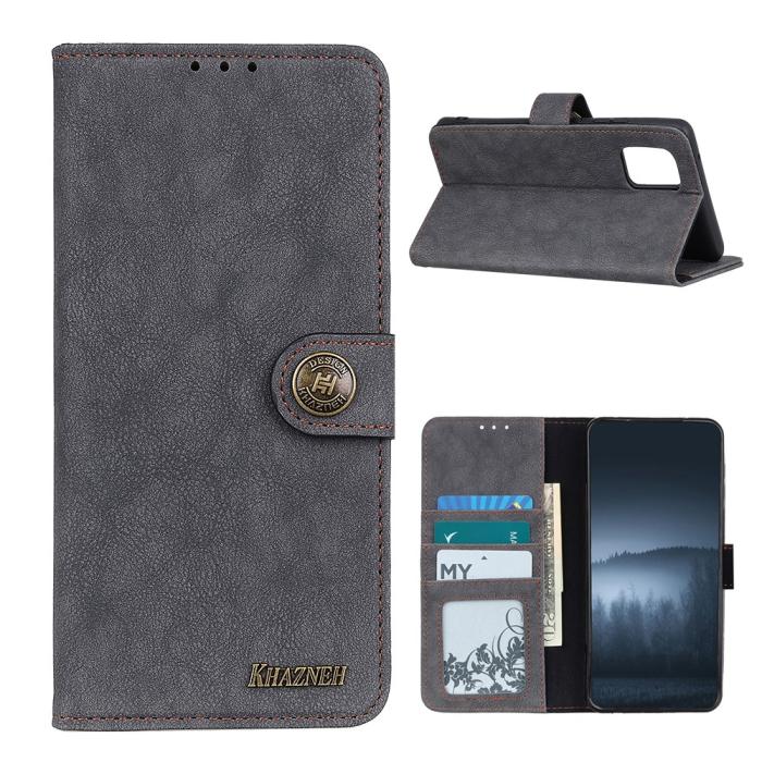 Bild 1, Xiaomi Mi 10T / 10T Pro - KHAZNEH Retro Split Läder Fodral - Svart
