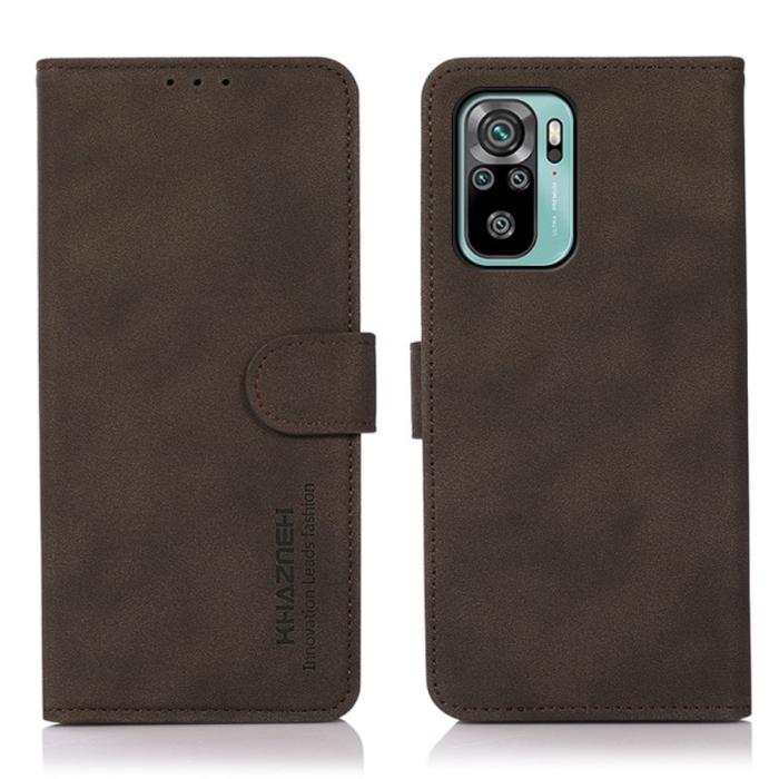 Bild 1, Xiaomi Redmi Note 10S - KHAZNEH Retro Läder Fodral - Brun