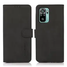 Xiaomi Redmi Note 10S - KHAZNEH Retro L&auml;der Fodral - Svart