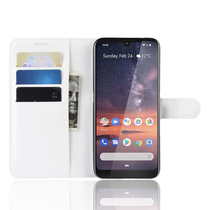 Bild 4, Nokia 3.2 - Litchi Plånboksfodral - Vit