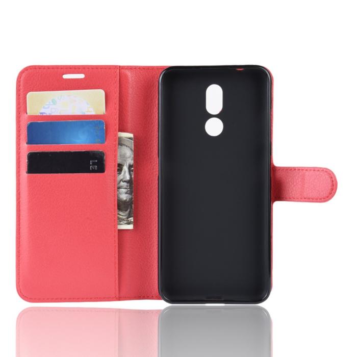 Bild 3, Nokia 3.2 - Litchi Plånboksfodral - Röd
