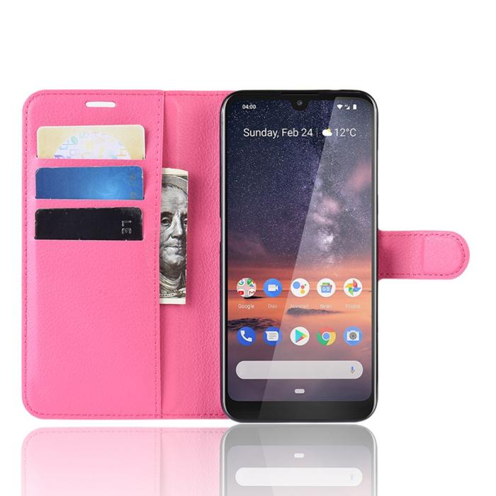 Bild 4, Nokia 3.2 - Litchi Plånboksfodral - Rosa
