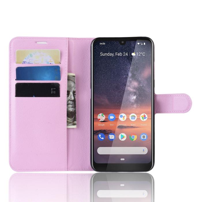 Bild 4, Nokia 3.2 - Litchi Plånboksfodral - Ljus Rosa