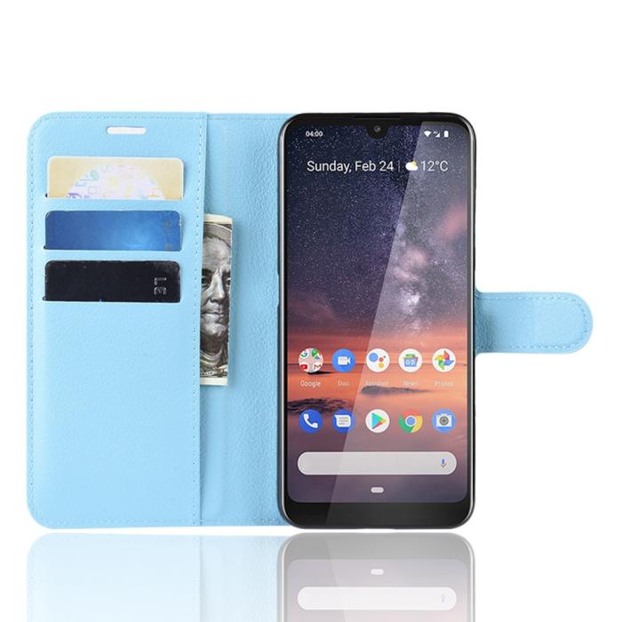 Bild 4, Nokia 3.2 - Litchi Plånboksfodral - Ljus Blå