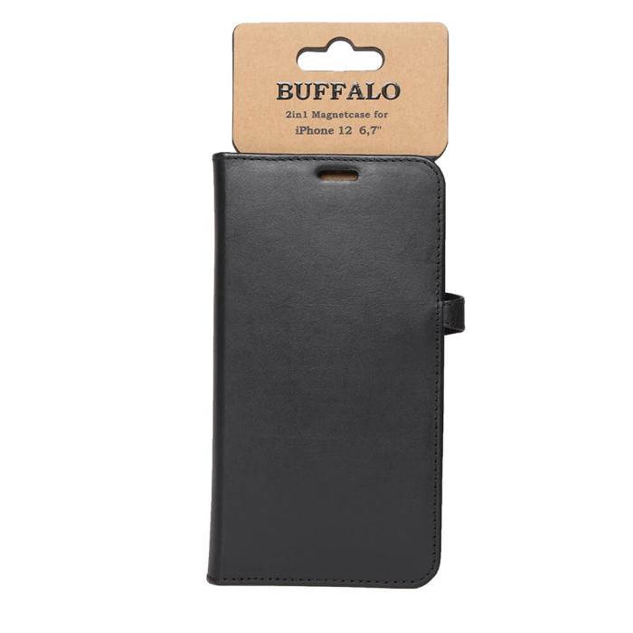 Bild 2, Buffalo iPhone 12 Pro Max Fodral 2in1 Äkta Läder Svart