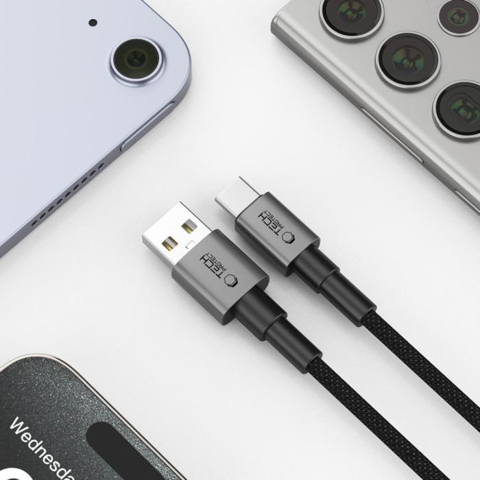 Bild 4, Tech-Protect 1m 15W/3A USB-C - USB-A Kabel UltraBoost Iron Grey