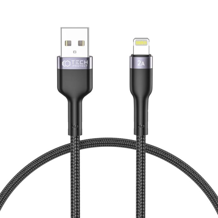 Bild 1, Tech-Protect 25 cm 2.4A Lightning UltraBoost Laddkabel Svart