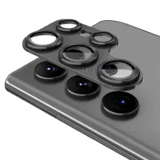 ENKAY Galaxy S25 Ultra Linsskydd Aluminium H&auml;rdat Glas Svart