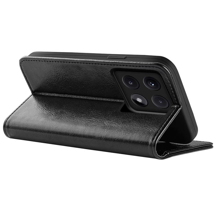 Bild 4, Xiaomi 14T Fodral Crazy Horse Läder Svart