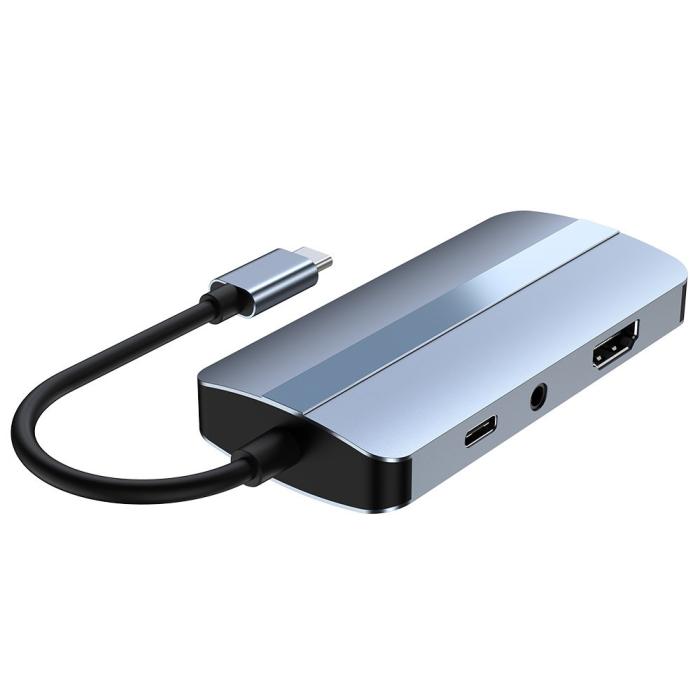 Bild 4, 7in1 100W USB-C Dockningsstation VGA/USB-C/USB 3.0 Blå