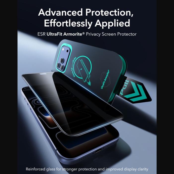 Bild 3, ESR iPhone 18 Pro 2-PACK Skärmskydd Amorite Härdat Glas