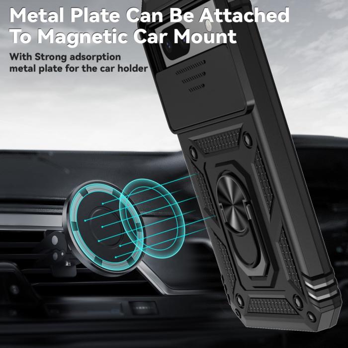 Bild 3, Google Pixel 8A Shockproof Hybrid Armor Ring Skal Svart