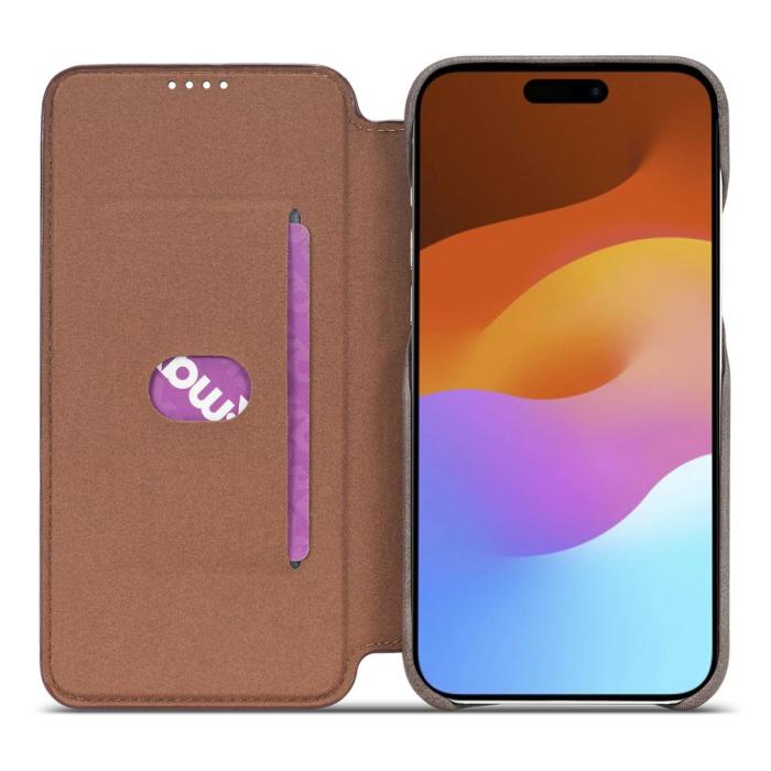 Bild 2, LC.IMEEKE iPhone 15 Plus Fodral Slim Flip Brun