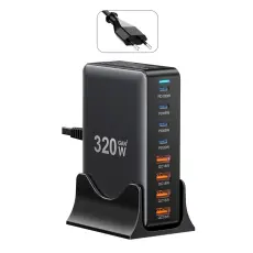 ESSAGER 320W Laddningsstation USB-C / USB-A Svart