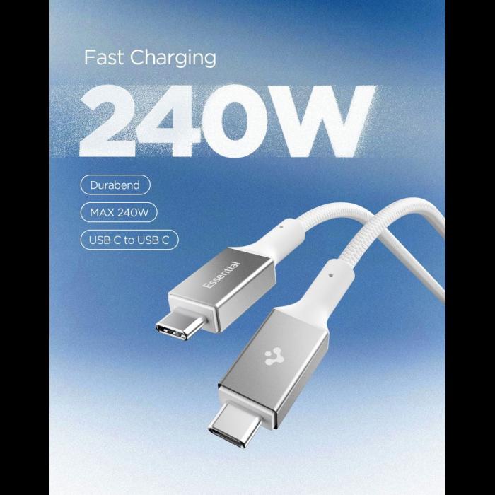 Bild 3, Spigen 1.5m 240W USB-C - USB-C Kabel Vit