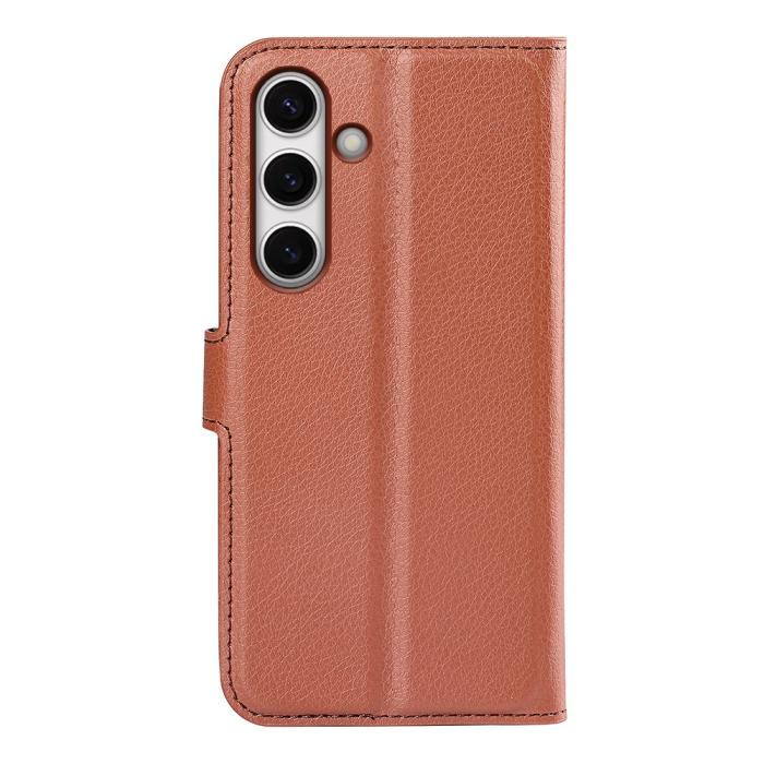 Bild 6, Samsung Galaxy S24 FE Fodral Litchi Läder Textur Brun