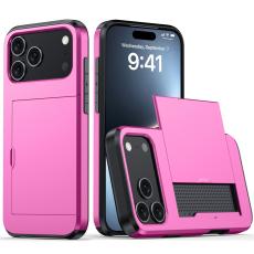 iPhone 17 Pro Max Skal Hybrid Med Kortfack Rosa