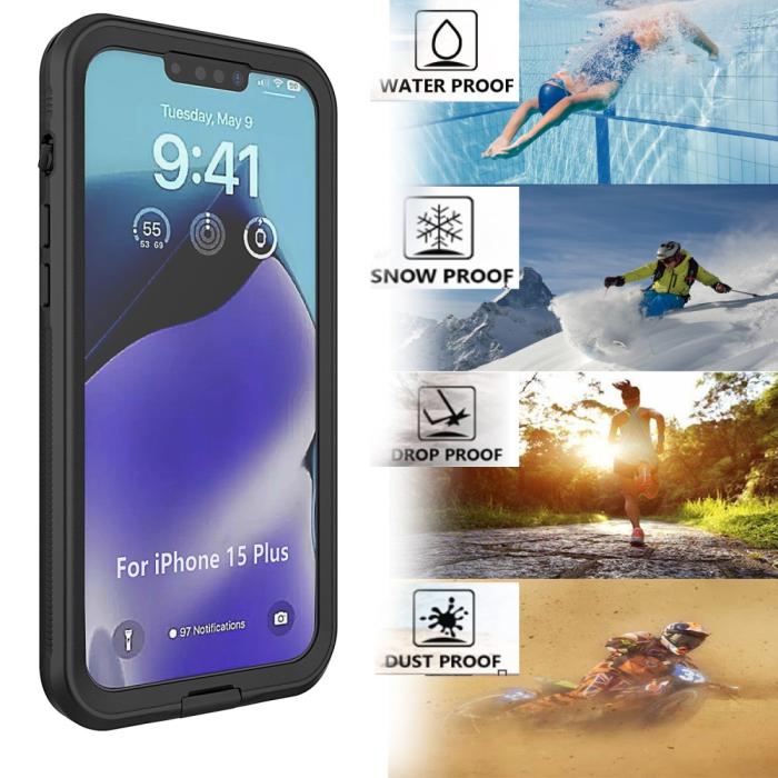 Bild 5, iPhone 15 Skal IP68 360 Vattentät Svart