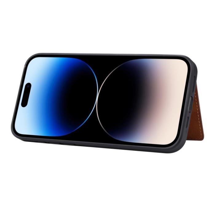 Bild 6, iPhone 15 Pro Skal Läder Med Plånboksfunktion Svart